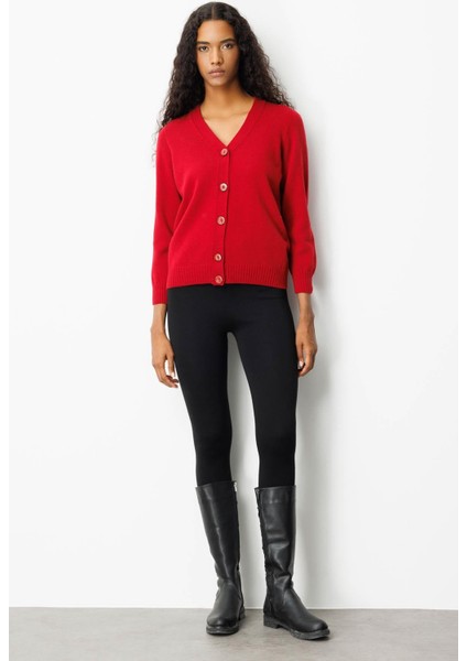 Kadın V Yaka Kısa Yün Hırka K.kırmızı modelleri