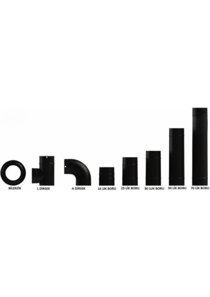 Soba Mat Siyah Emaye Soba Borusu-Boy: 33/25/19 Cm-Çap: 13 cm modelleri