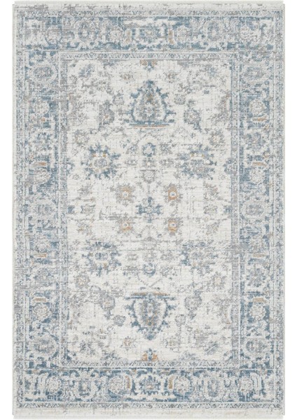 Belina Mavi Krem Salon Halısı Etnik Desen Eskitme Yumuşak Bukle Dokuma Oturma Odası Halısı fiyatları