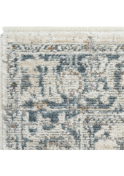 Belina Mavi Krem Salon Halısı Etnik Desen Eskitme Yumuşak Bukle Dokuma Oturma Odası Halısı fırsatları