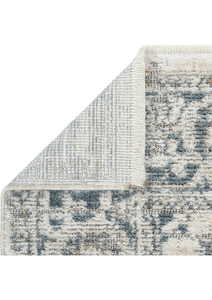 Belina Mavi Krem Salon Halısı Etnik Desen Eskitme Yumuşak Bukle Dokuma Oturma Odası Halısı indirimleri