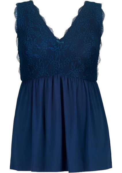 Kadın V Yaka Dantel Detay Askılı Şık Büyük Beden Curve Viskon Gecelik Bluz fiyatları