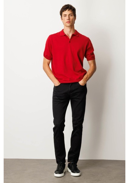 Erkek Polo Yaka %100 Pamuk Kısa Kol Ince Triko Kırmızı fiyatları