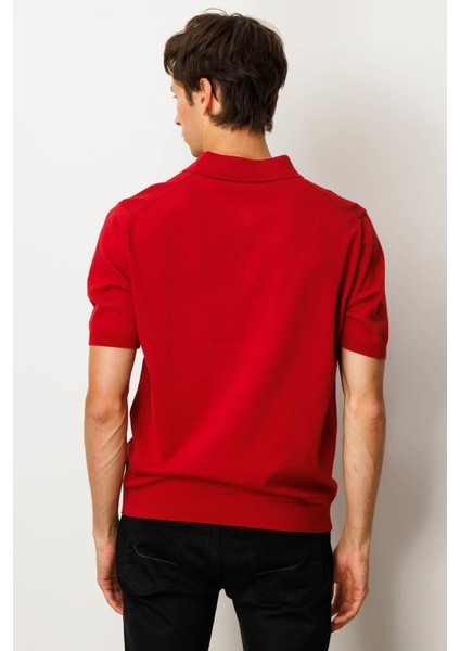 Erkek Polo Yaka %100 Pamuk Kısa Kol Ince Triko Kırmızı fırsatları