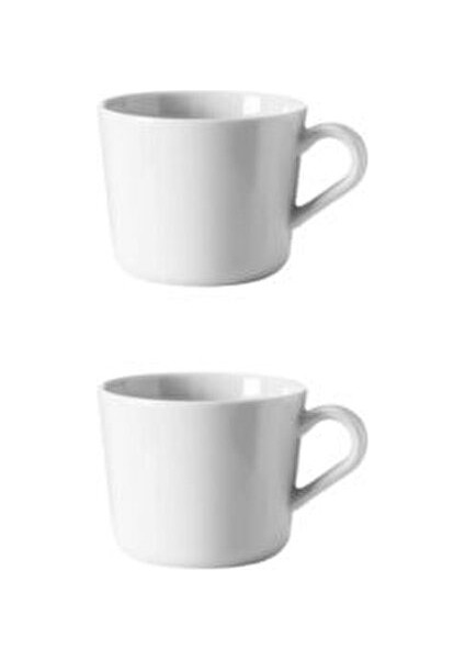 2 Adet Beyaz Porselen Kupa 24 cl Yükseklik: 7 cm