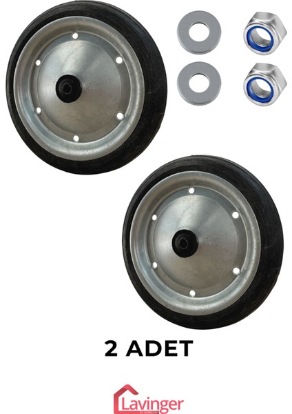 2 Adet 18 cm Metal Gövde Pazar Arabası Tekerleği Süper Sağlam Araba Tekeri Somun&pul Hediyeli fiyatları