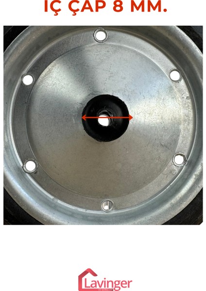 2 Adet 18 cm Metal Gövde Pazar Arabası Tekerleği Süper Sağlam Araba Tekeri Somun&pul Hediyeli