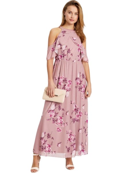 Kadın Tül Detaylı Omzu Açık Şık Rahat Kalıp Büyük Beden Curve Abiye Elbise fiyatları