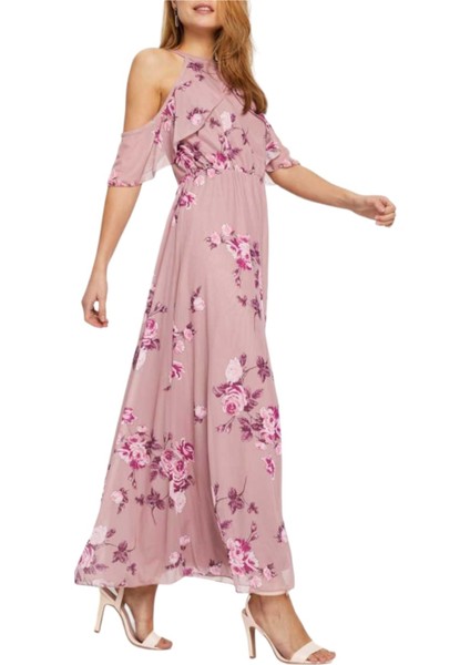 Kadın Tül Detaylı Omzu Açık Şık Rahat Kalıp Büyük Beden Curve Abiye Elbise modelleri