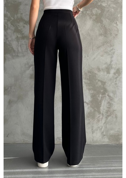 Kadın Yeni Sezon Yüksek Bel Klasik Siyah Kumaş Pantolon Siyah / Xl fiyatları
