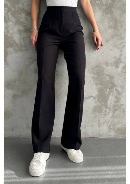 Kadın Yeni Sezon Yüksek Bel Klasik Siyah Kumaş Pantolon Siyah / Xl indirimleri