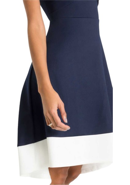 Kadın Kayık Yaka Lacivert Volanlı Çan Kesim Şık Curve Gece Abiye/mezuniyet Elbisesi fırsatları