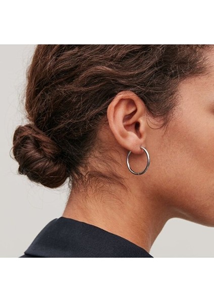 18 mm Cerrahi Çelik Halka Küpe Gümüş Renkli