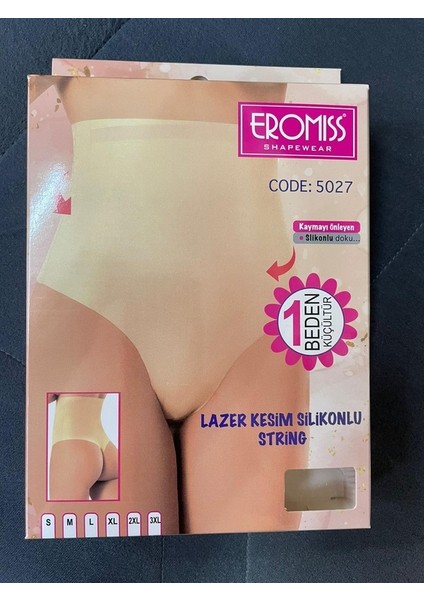 Lazer Kesim Silikonlu String Korse-Ten 5027