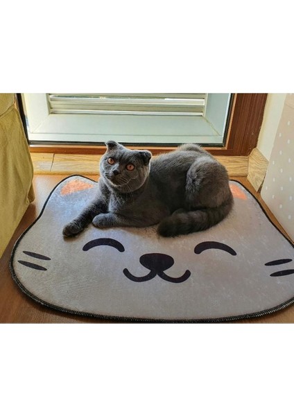 Kedi Desenli Tuvalet / Mama Önü Paspası 50X60 cm