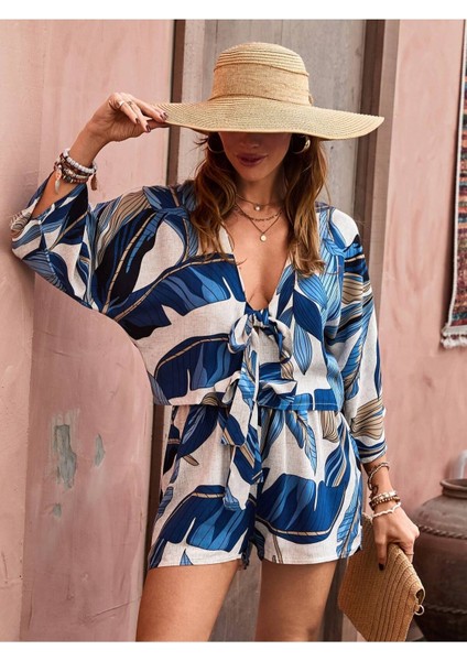 Kadın %100 Pamuk Şortlu Ceketli Desenli Yazlık Spor Şık Rahat Kalıp Kimonolu Şort Alt Üst Takım fiyatları