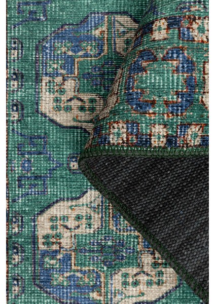 Relic Yeşil / Mavi Vintage Dokulu Klasik Desenli Dokuma Tabanlı Şönil Halı Al 472 indirimleri