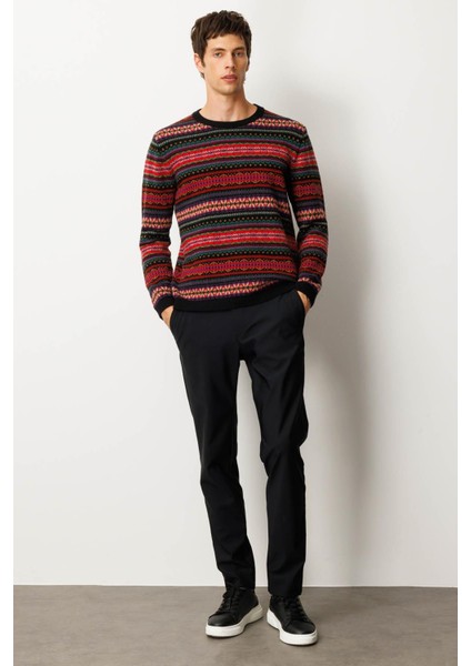 Erkek Sıfır Yaka Jakarlı Yün Kazak Siyah indirimleri