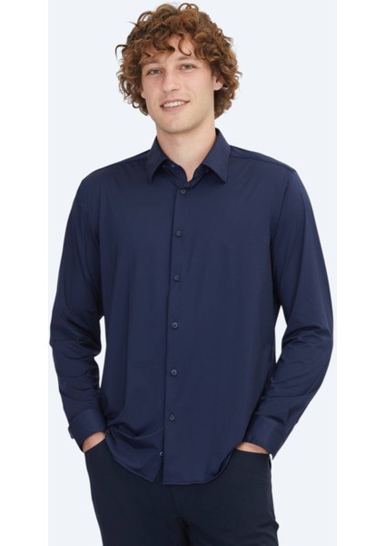 Lacivert Regular Fit Casual Gömlek