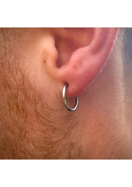 14 mm Cerrahi Çelik Halka Küpe Gümüş Renkli