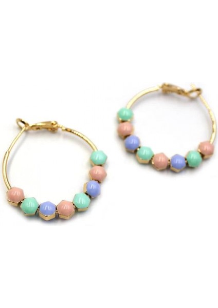 Mineli Halka Küpe - Çok Renkli fiyatları