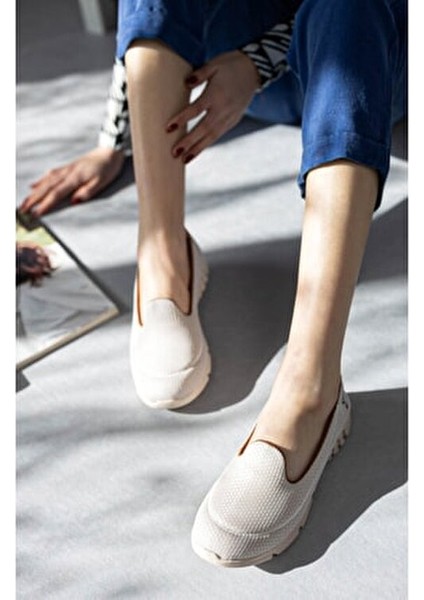 Bej Kadın Spor Babet Yürüyüş Ayakkabısı Tekstil Malzeme Eva Taban ile Rahat Kullanım fırsatları