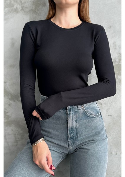 Siyah-Beyaz-Lacivert 3'lü Bisiklet Yaka Basic Uzun Kollu Body Siyah-Beyaz-Lacivert / Standart modelleri