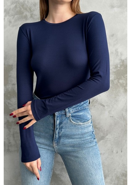 Siyah-Beyaz-Lacivert 3'lü Bisiklet Yaka Basic Uzun Kollu Body Siyah-Beyaz-Lacivert / Standart fırsatları