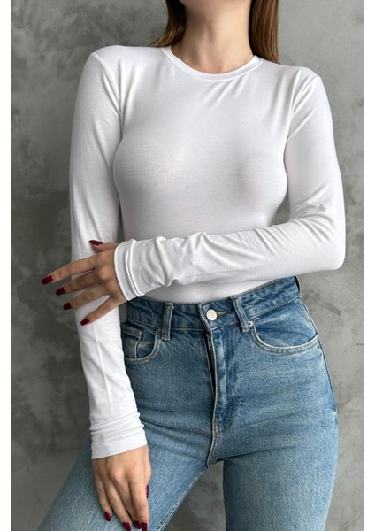 Siyah-Beyaz-Lacivert 3'lü Bisiklet Yaka Basic Uzun Kollu Body Siyah-Beyaz-Lacivert / Standart