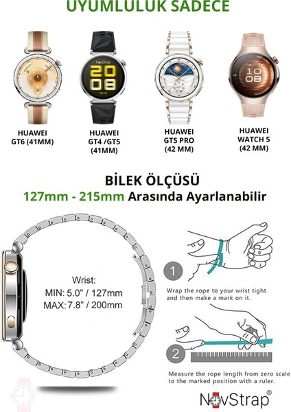 Huawei Watch GT6 41mm GT4 41mm GT5 41mm ile Uyumlu Kordon 18mm Magnet Tokalı Luxury Slim Metal Hasır