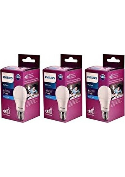 Mycare LED Lamba 8W-60W 6500K Beyaz Işık X3 Adet