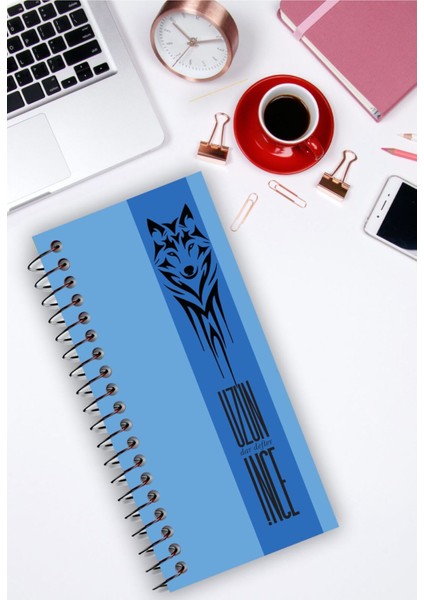 Uzun Ince Dar Defter Koleksiyonu / Kalın Karton Kapak Çizgisiz Spiralli 21X10 cm 96 Sayfa