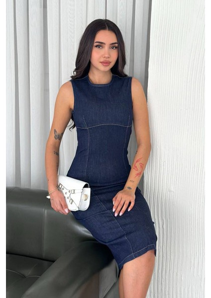 Kadın Likralı Fermuarlı Denim Elbise – Esnek & Vücuda Oturan Stil modelleri