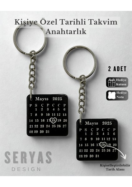 Takvim Kişiye Özel Anahtarlık Çift Anahtarlığı Sevgiliye Hediye Özel Gün