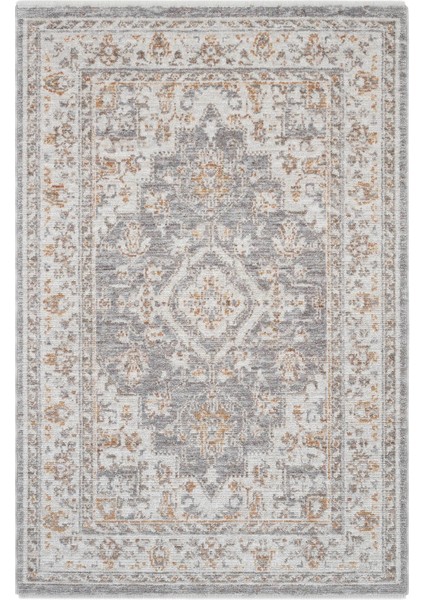 Belina Krem Gri Etnik Desen Vintage Halı Klasik Dokuma Bukle Ev Oturma Odası Salon Halısı