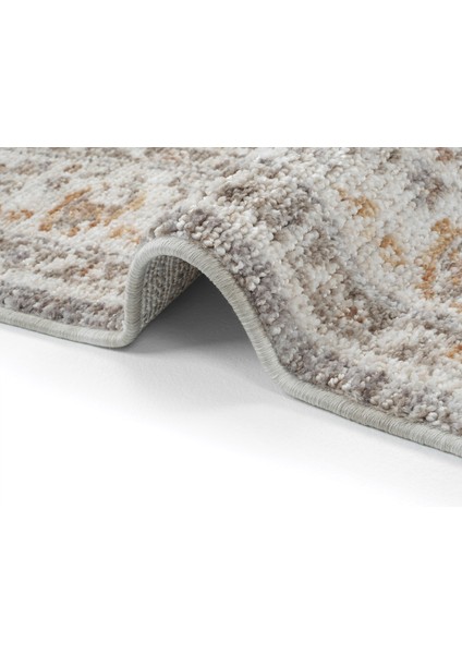 Belina Krem Gri Etnik Desen Vintage Halı Klasik Dokuma Bukle Ev Oturma Odası Salon Halısı