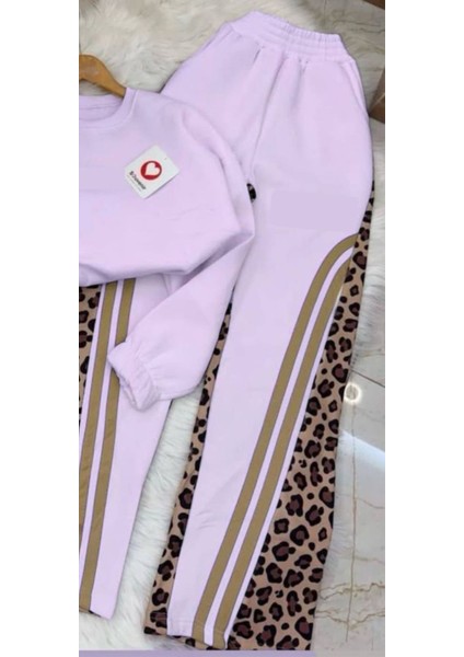 Leopar Desenli Kız Çocuk Ikili Takım -%100 Pamuk