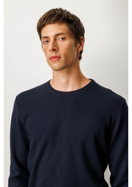 Erkek Sıfır Yaka Önü Baklavalı Triko Kazak K.lacivert fiyatları