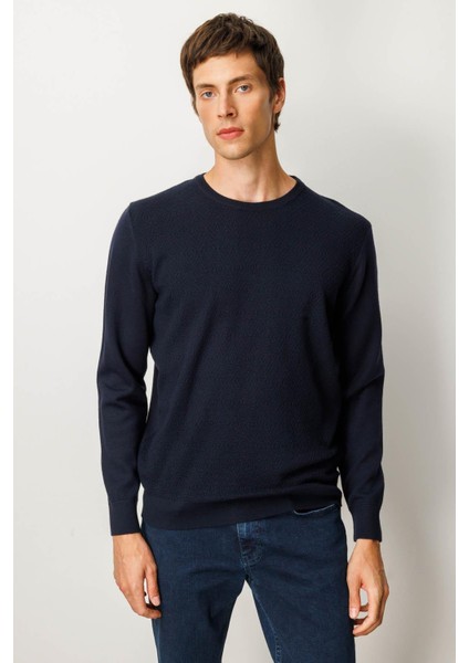 Erkek Sıfır Yaka Önü Baklavalı Triko Kazak K.lacivert modelleri