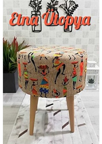 Etna Ütopya Çok Amaçlı Gürgen Ayaklı Dekoratif Puf Bench Sandalye Koltuk