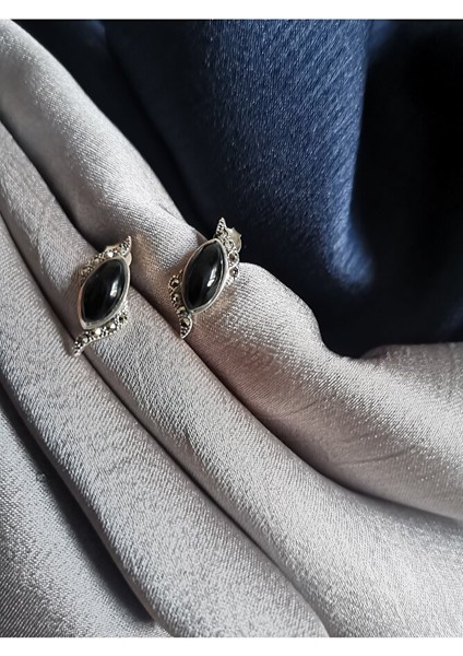 Oltu Taşı 925 Ayar Gümüş Beyzi Model Küpe OLTUKÜPE0002 indirimleri