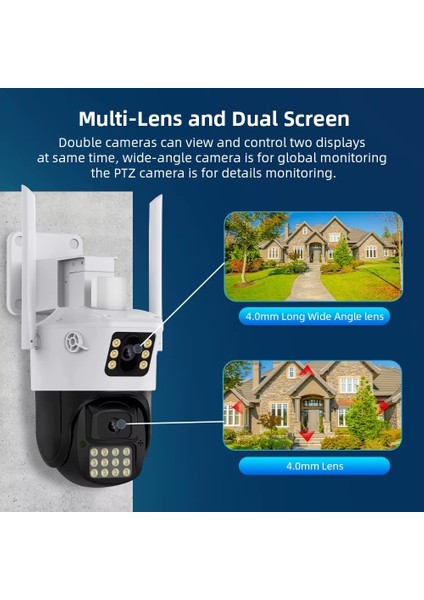Pro RX23 6mp Dual Lens 360° Görüş Hareketli Waterproof Gece Görüş Sesli Görüşme Akıllı Kamera Çakarlı modelleri