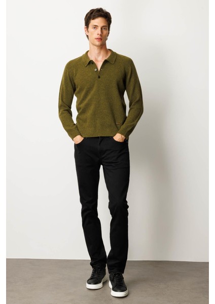 Erkek Polo Yaka Basic Yün Kazak A.k.yeşili fırsatları