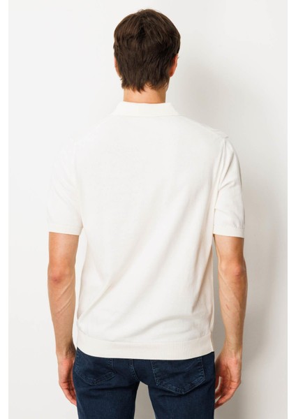 Erkek Polo Yaka %100 Pamuk Kısa Kol Ince Triko Krem modelleri