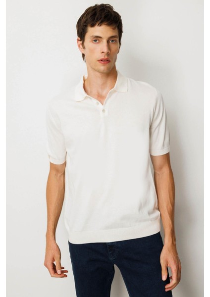Erkek Polo Yaka %100 Pamuk Kısa Kol Ince Triko Krem fırsatları