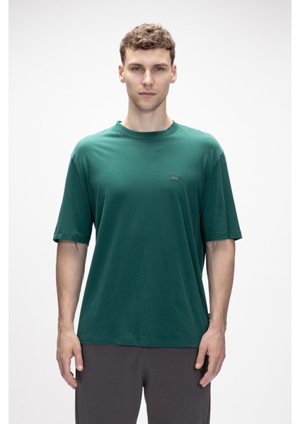 Collage Orman Yeşili Basic Erkek T-Shirt