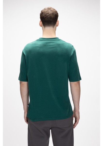 Collage Orman Yeşili Basic Erkek T-Shirt modelleri