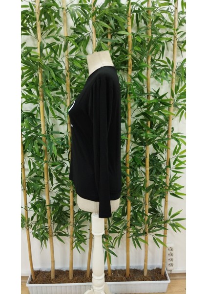 Kadın Uzun Kollu Bisiklet Yakabe Youdesenli Viskon Bluz