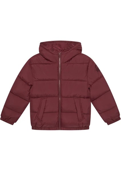 Erkek Çocuk Bordo Logo Işlemeli Kalın Mont