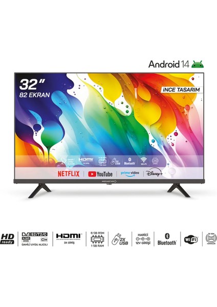 32" 82 Ekran HD Ready Android LED TV